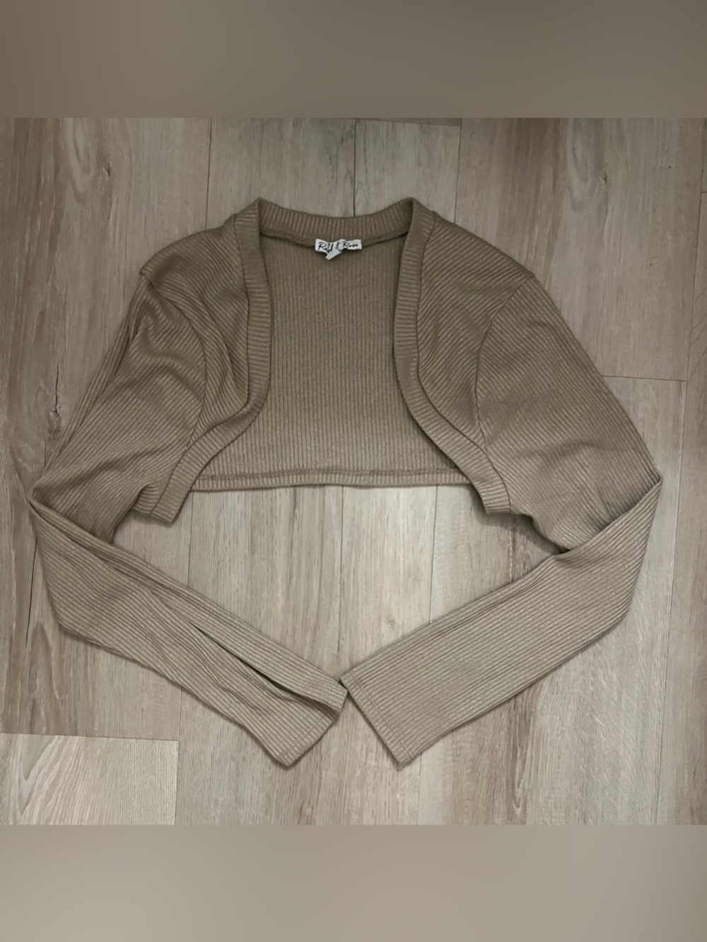 Ribbed Bolero Shrug Sweater - Beige